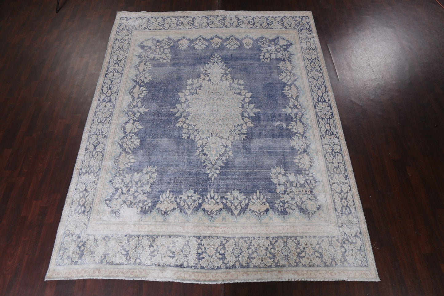 Distressed Blue Kerman Persian Area Rug 9x12