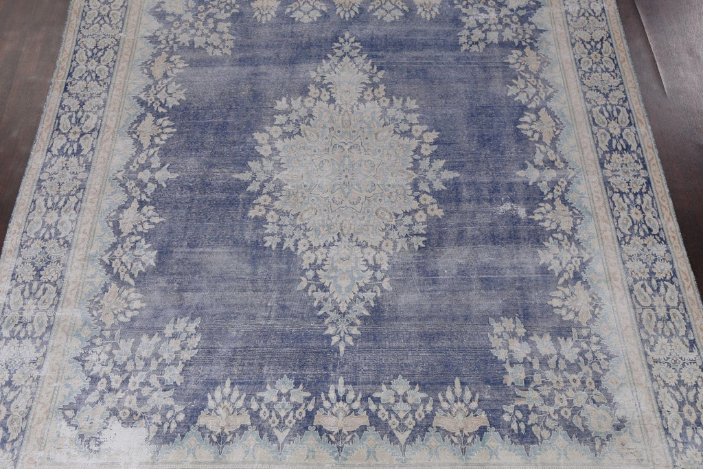 Distressed Blue Kerman Persian Area Rug 9x12