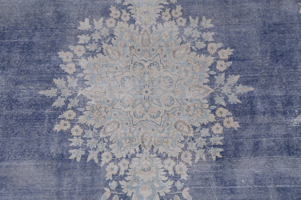 Distressed Blue Kerman Persian Area Rug 9x12