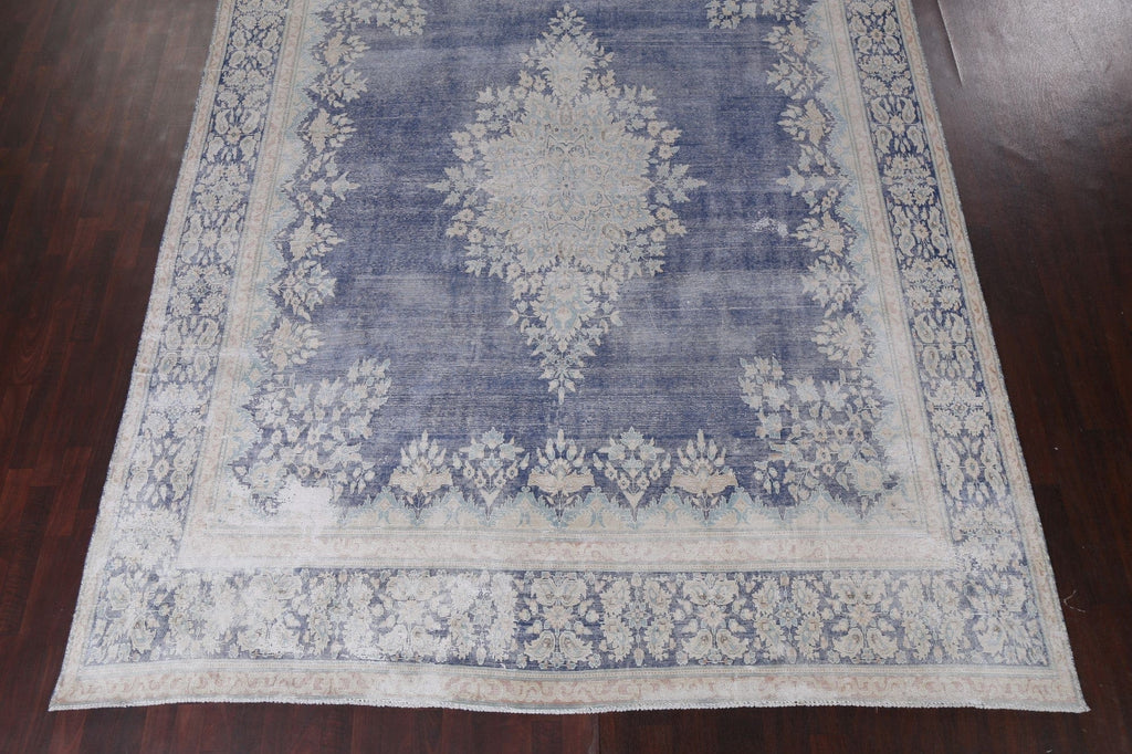 Distressed Blue Kerman Persian Area Rug 9x12