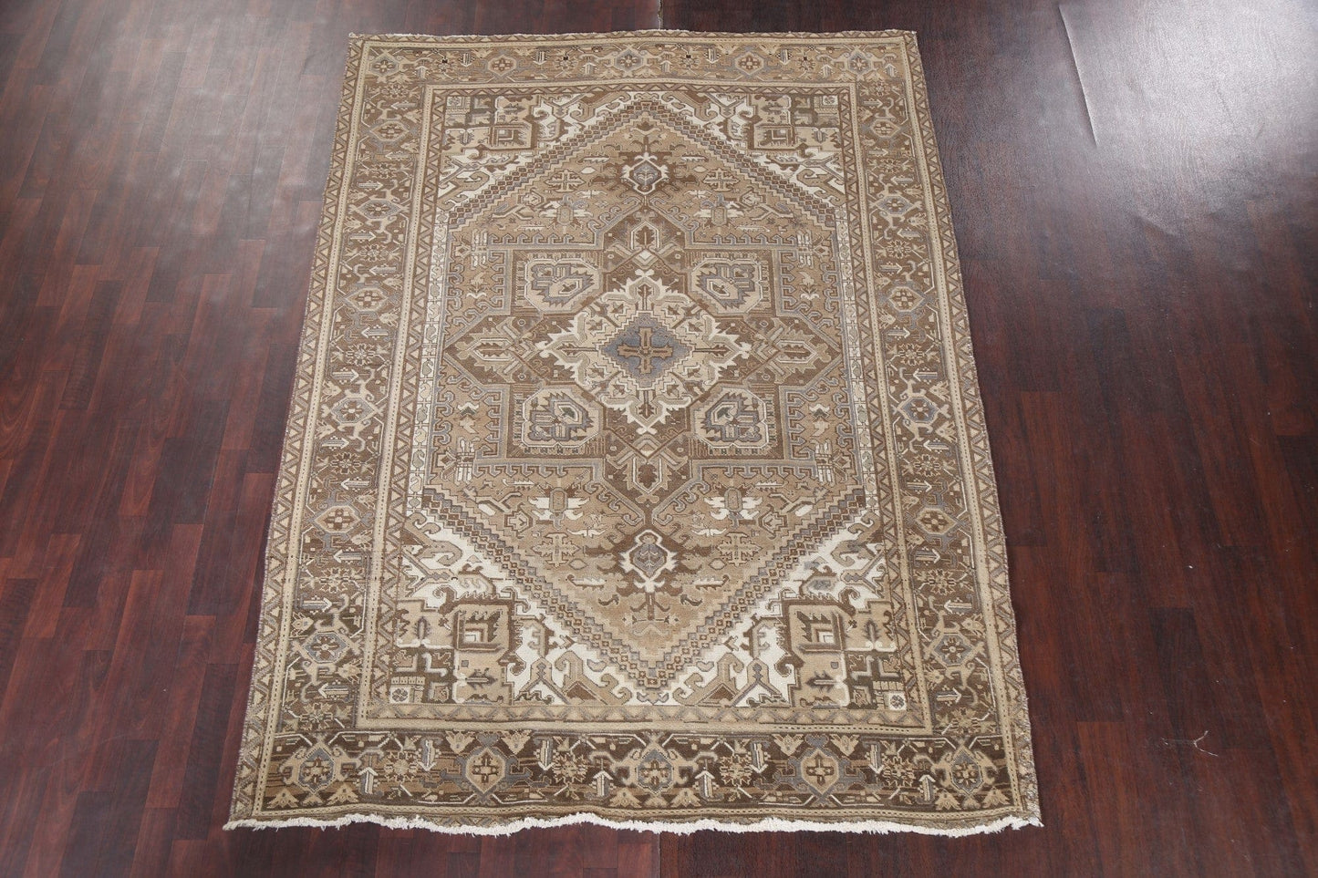 Wool Geometric Heriz Persian Area Rug 7x9