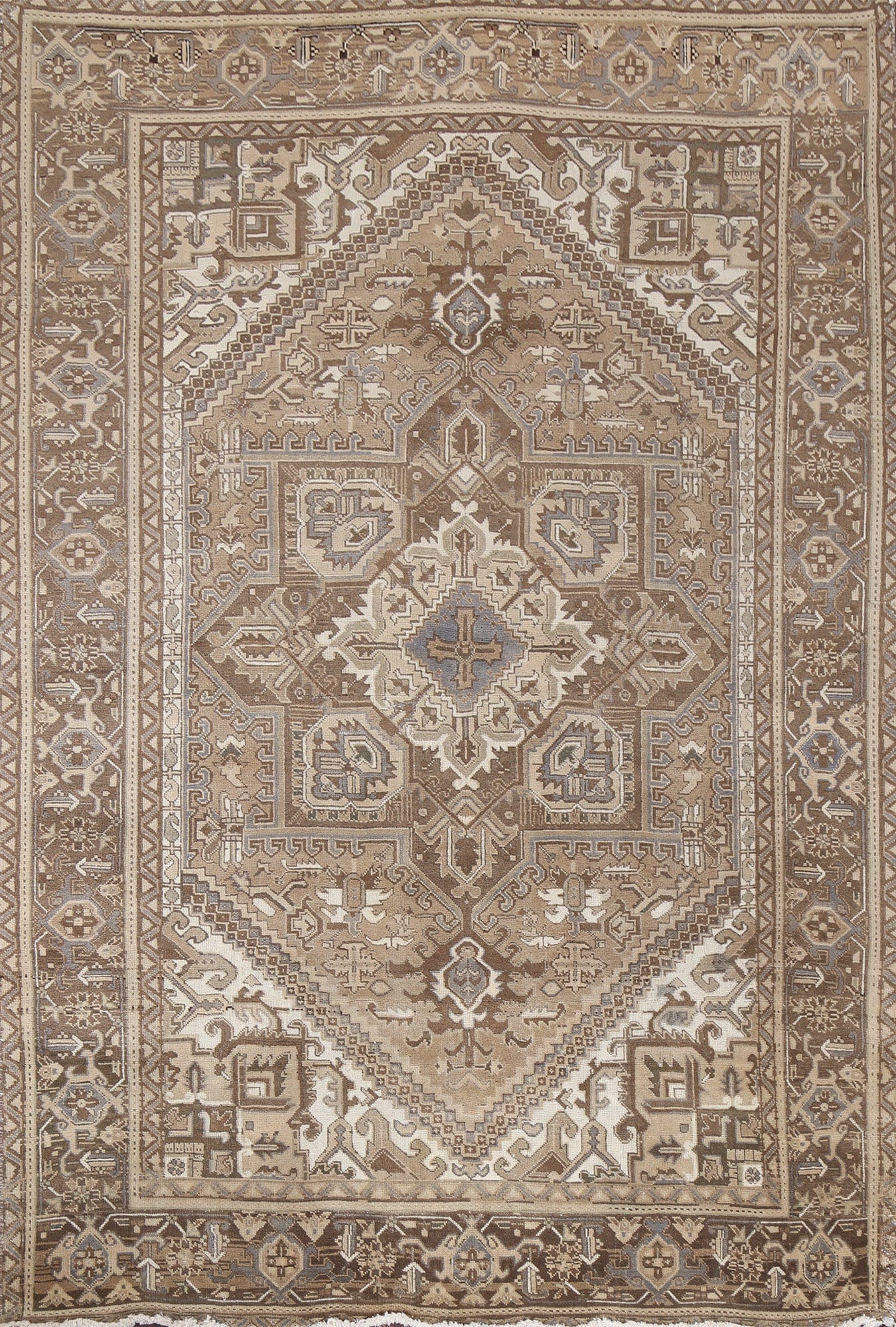 Wool Geometric Heriz Persian Area Rug 7x9