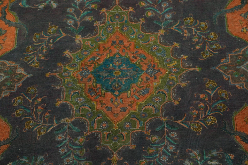 Distressed Over-Dye Tabriz Persian Area Rug 10x13