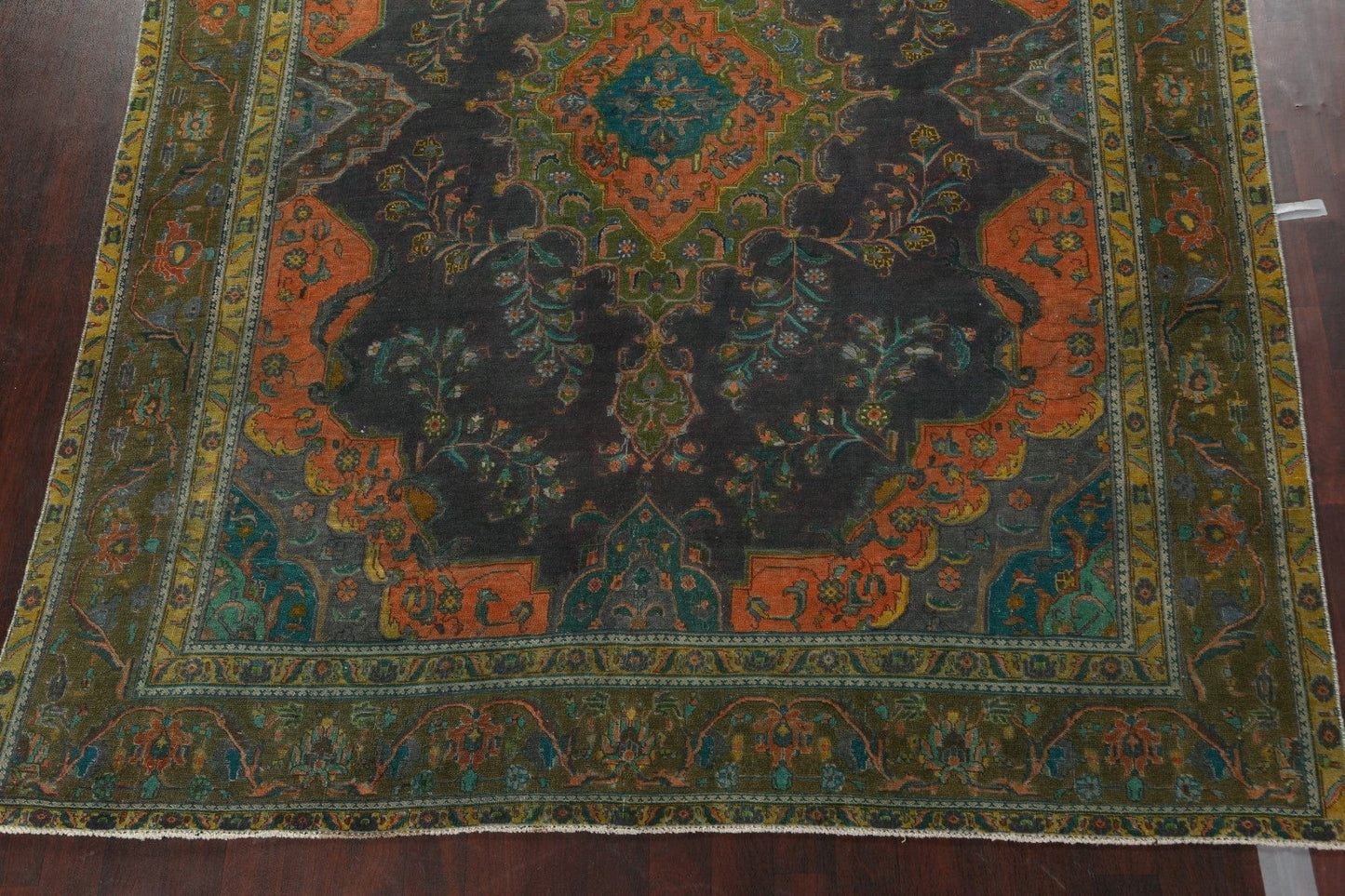 Distressed Over-Dye Tabriz Persian Area Rug 10x13