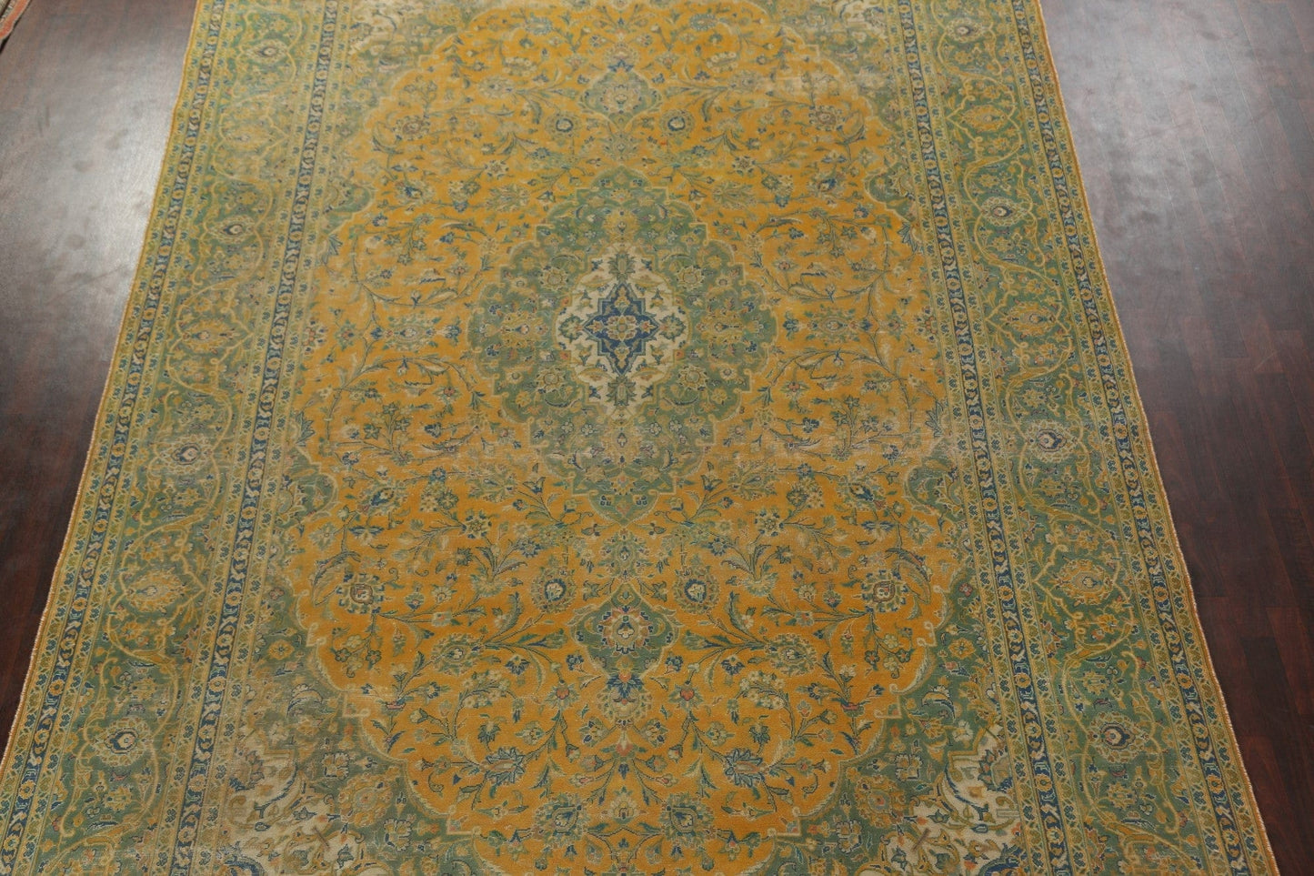 Distressed Over-Dye Kashan Persian Large Rug 10x16