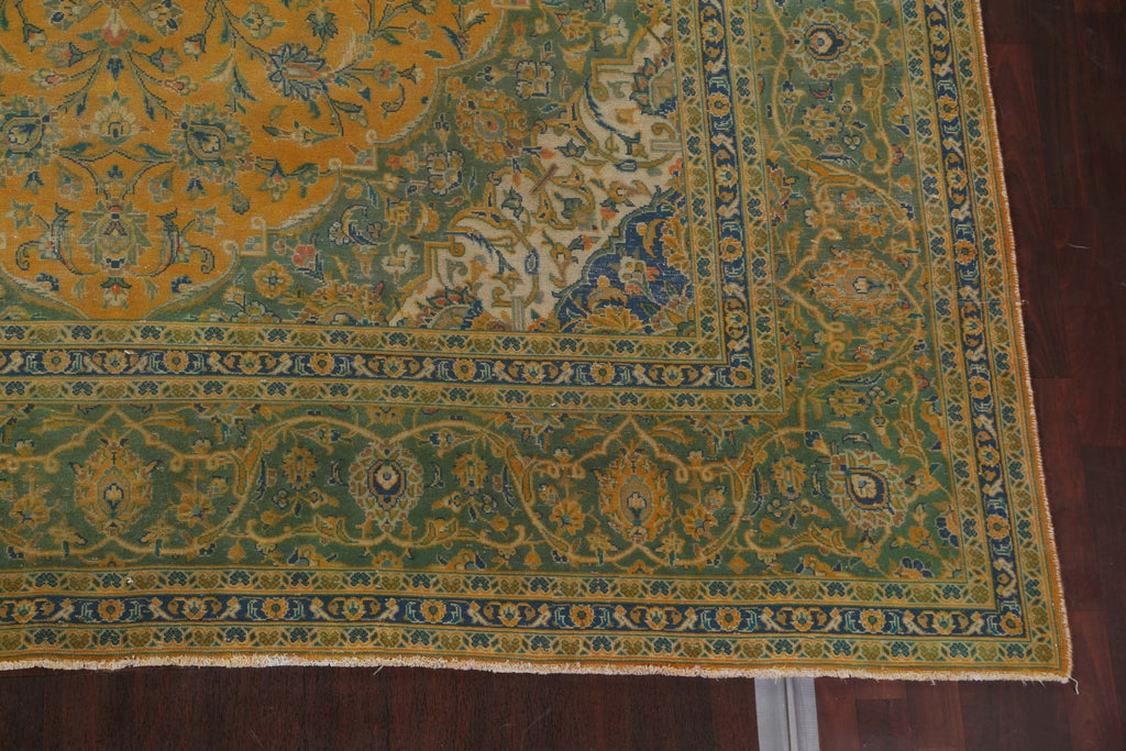 Distressed Over-Dye Kashan Persian Large Rug 10x16