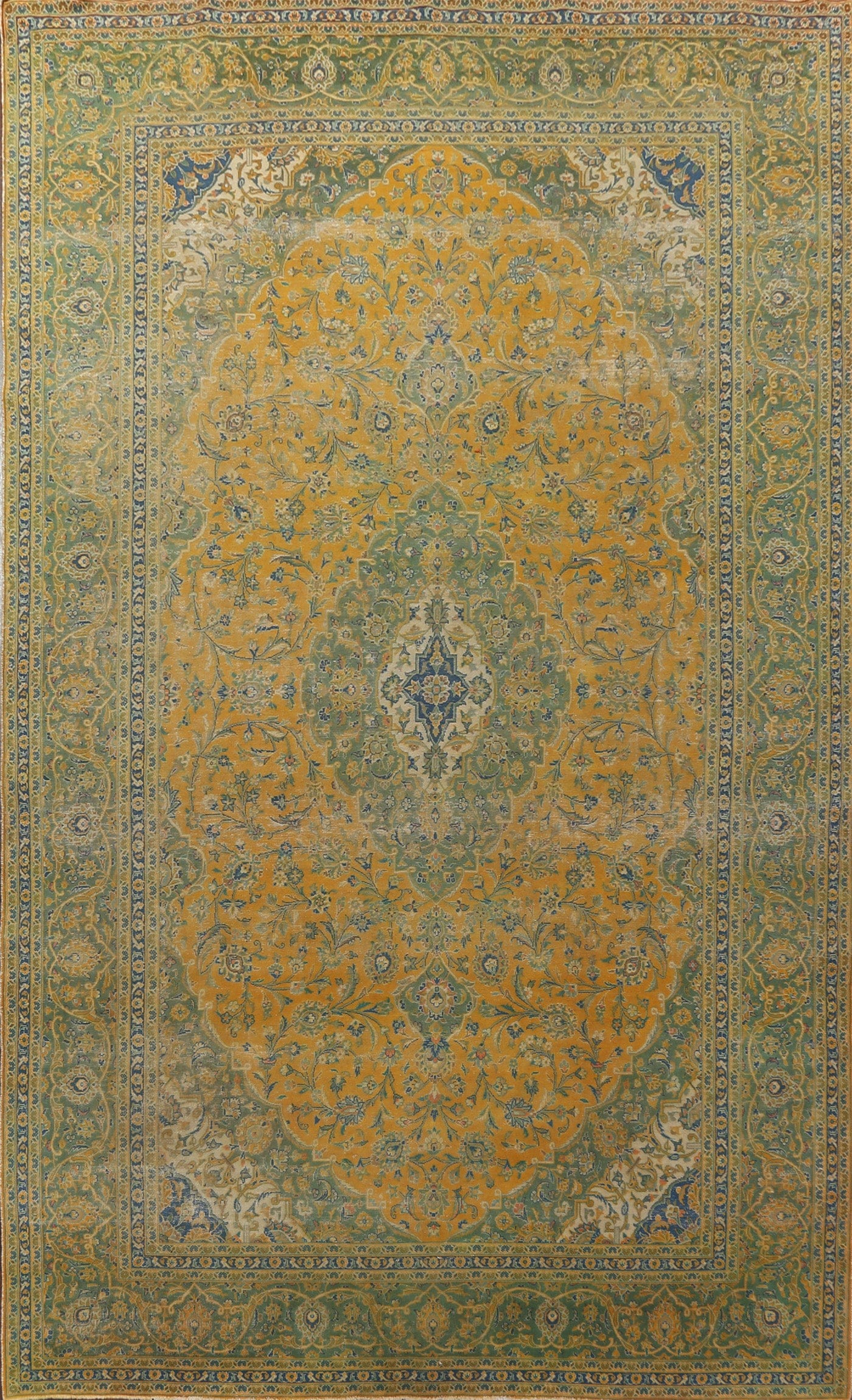 Distressed Over-Dye Kashan Persian Large Rug 10x16