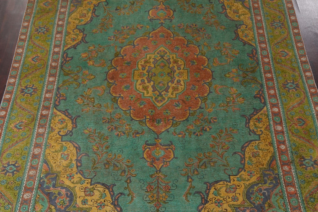 Green Over-Dye Tabriz Persian Area Rug 10x13