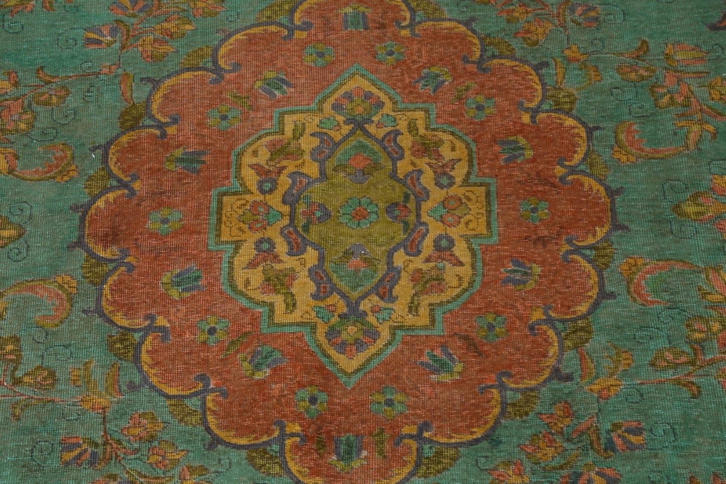 Green Over-Dye Tabriz Persian Area Rug 10x13