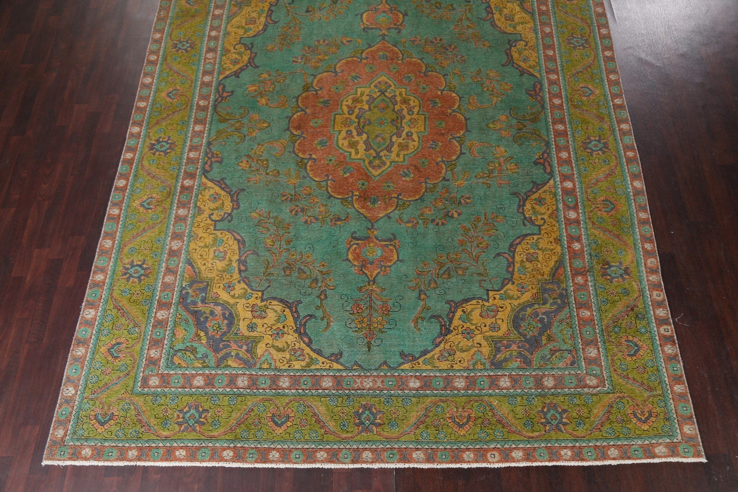 Green Over-Dye Tabriz Persian Area Rug 10x13