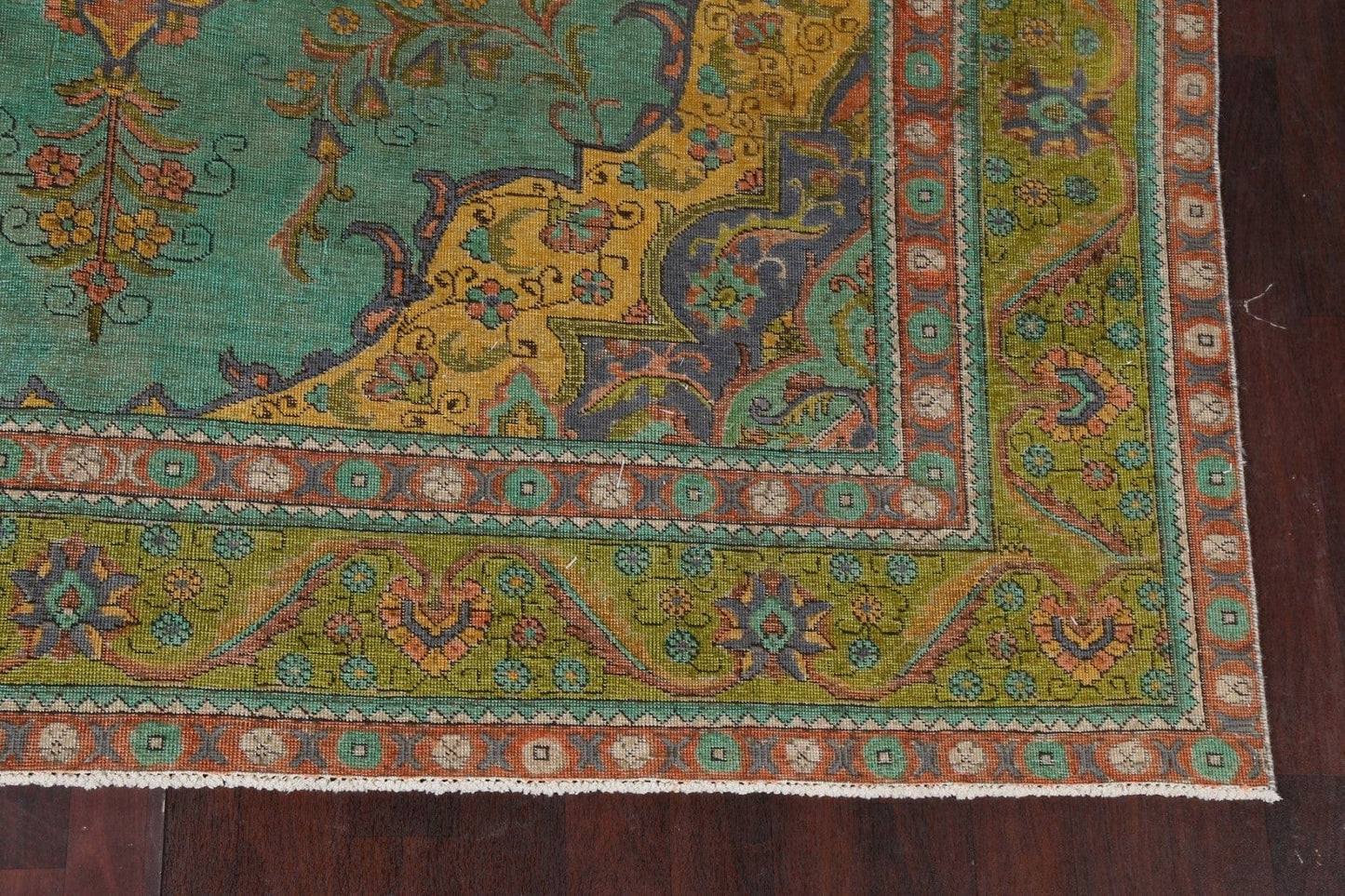 Green Over-Dye Tabriz Persian Area Rug 10x13