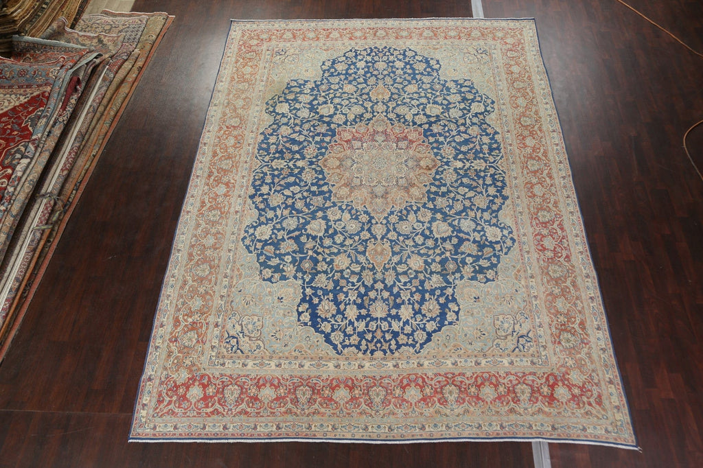 Vintage Blue Kerman Persian Area Rug 10x14