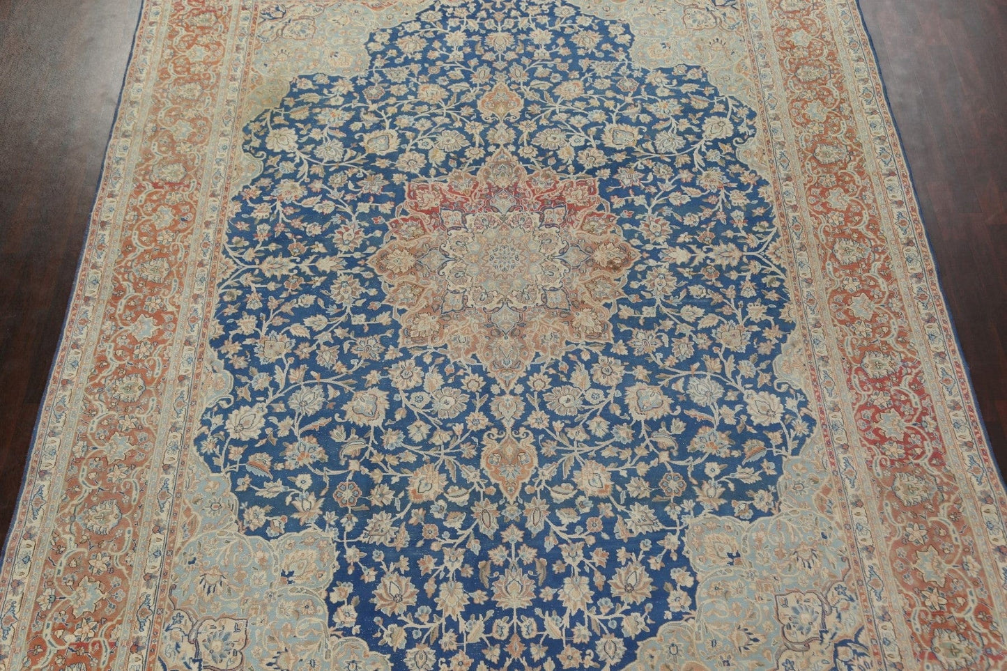 Vintage Blue Kerman Persian Area Rug 10x14