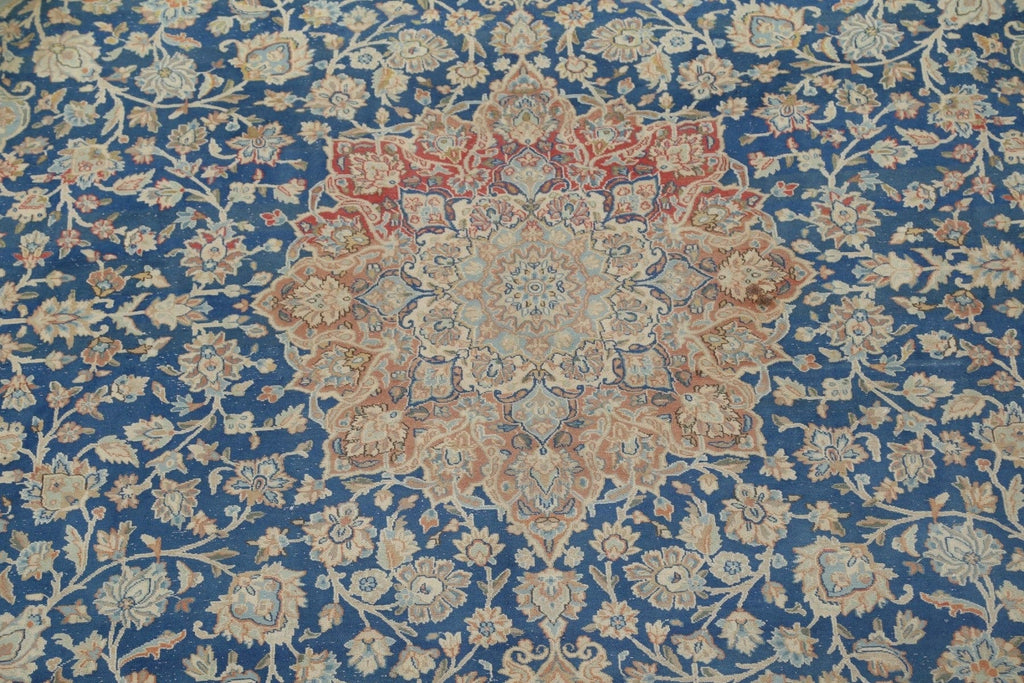 Vintage Blue Kerman Persian Area Rug 10x14