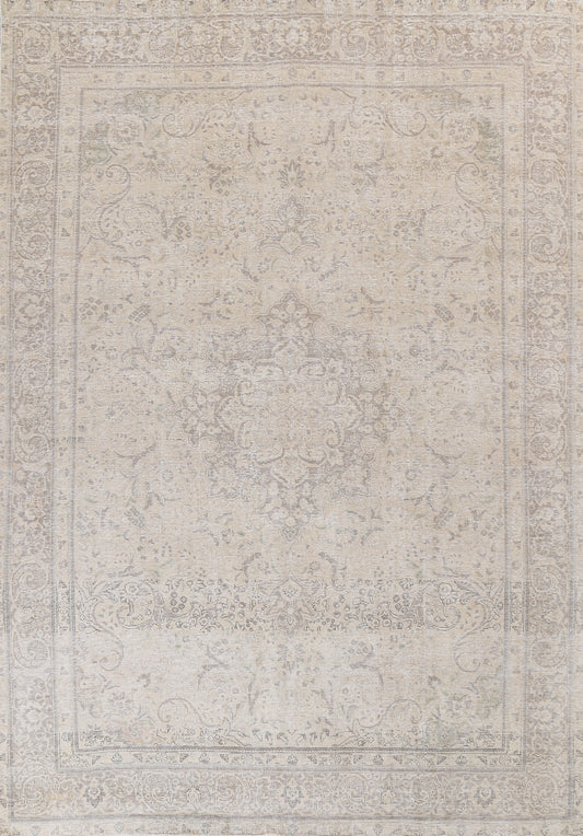 Muted Distressed Tabriz Persian Area Rug 10x13