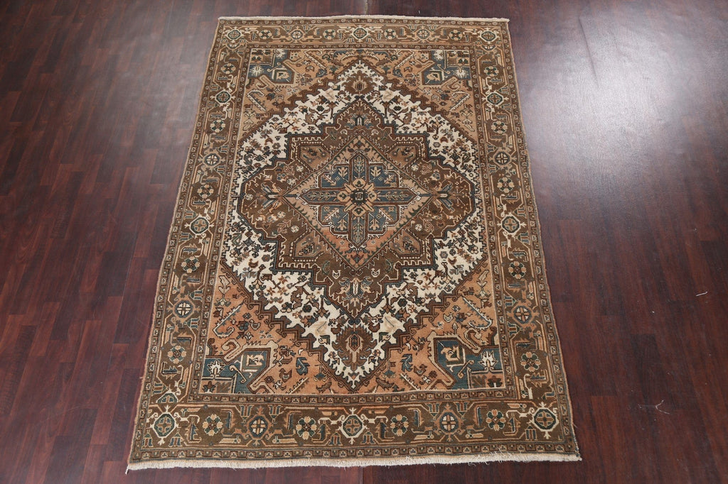 Vintage Geometric Heriz Persian Area Rug 7x10