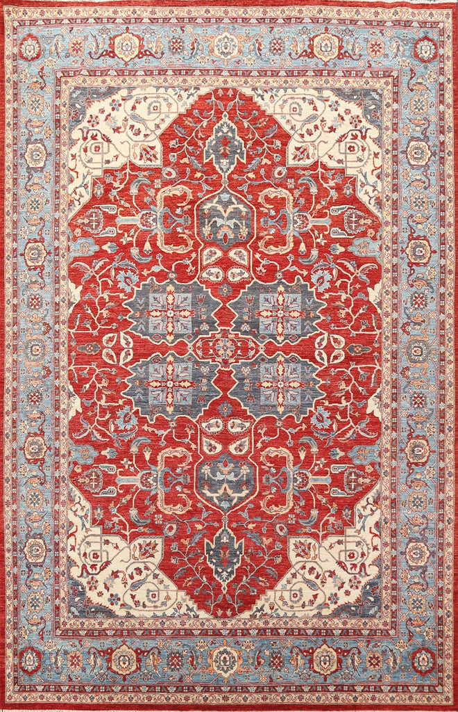 Vegetable Dye Geometric Heriz Serapi Area Rug 9x12