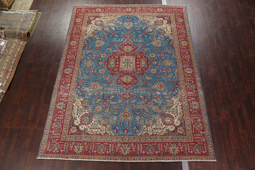 Vintage Geometric Tabriz Persian Area Rug 10x13