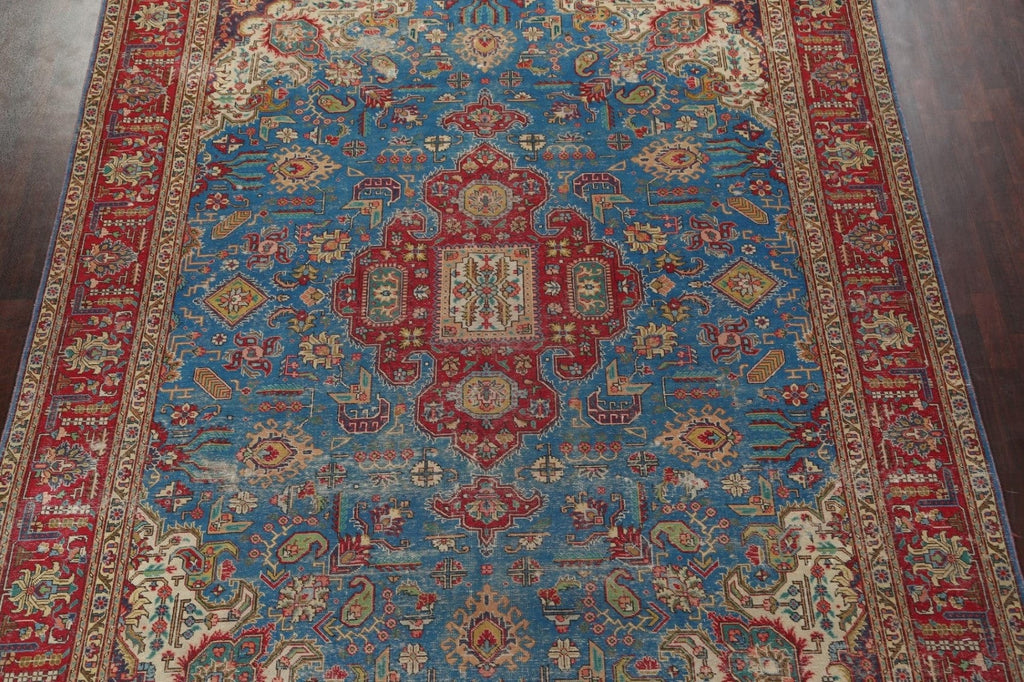 Vintage Geometric Tabriz Persian Area Rug 10x13