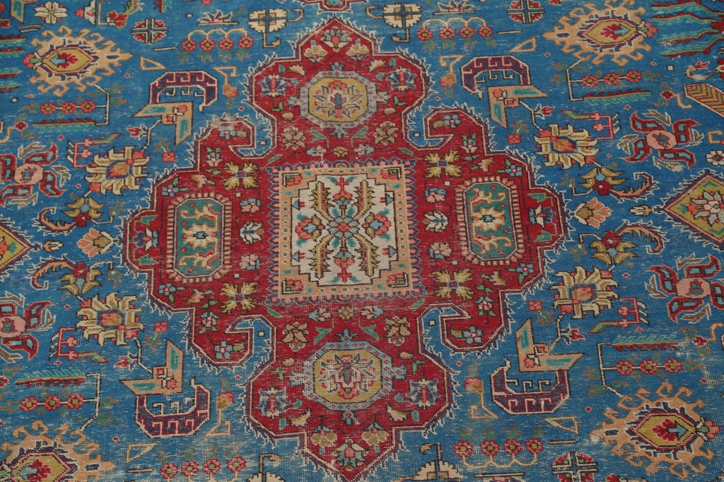 Vintage Geometric Tabriz Persian Area Rug 10x13