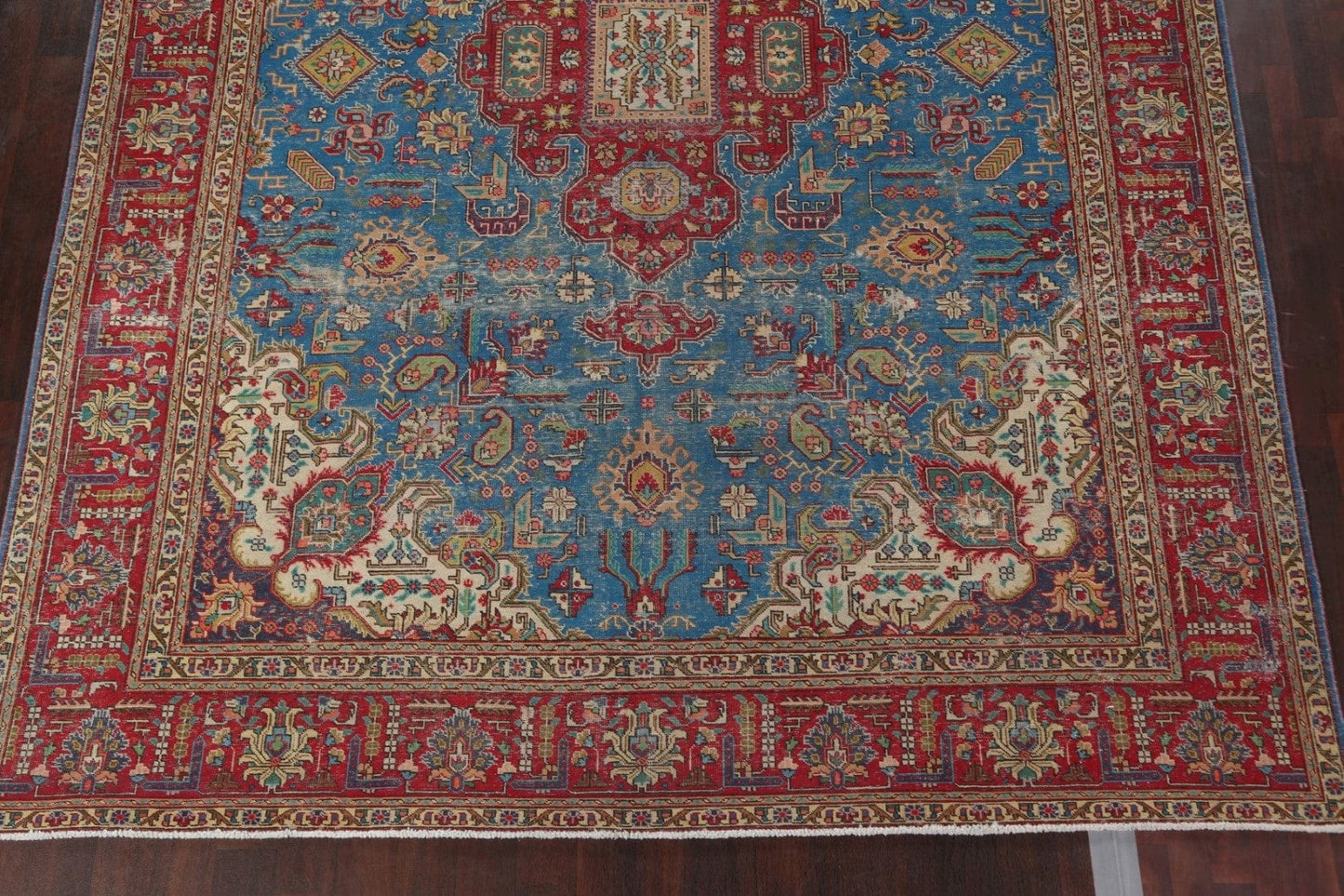 Vintage Geometric Tabriz Persian Area Rug 10x13