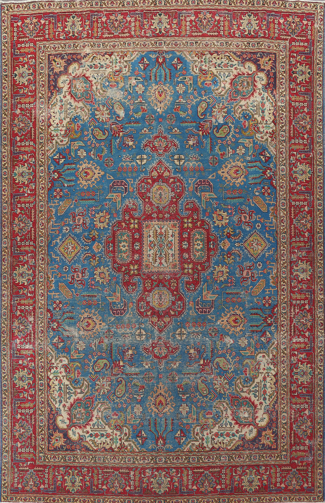 Vintage Geometric Tabriz Persian Area Rug 10x13