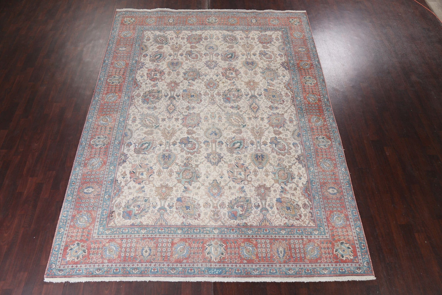 Vintage Geometric Tabriz Persian Area Rug 10x13