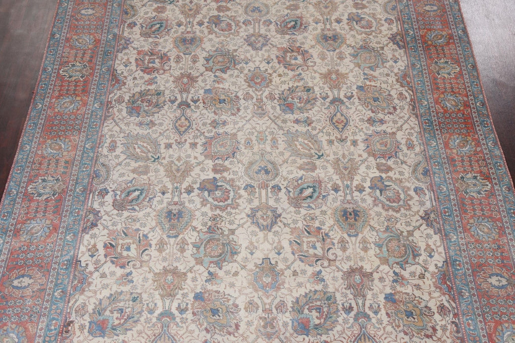 Vintage Geometric Tabriz Persian Area Rug 10x13