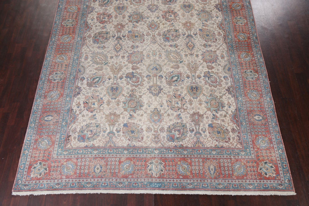 Vintage Geometric Tabriz Persian Area Rug 10x13