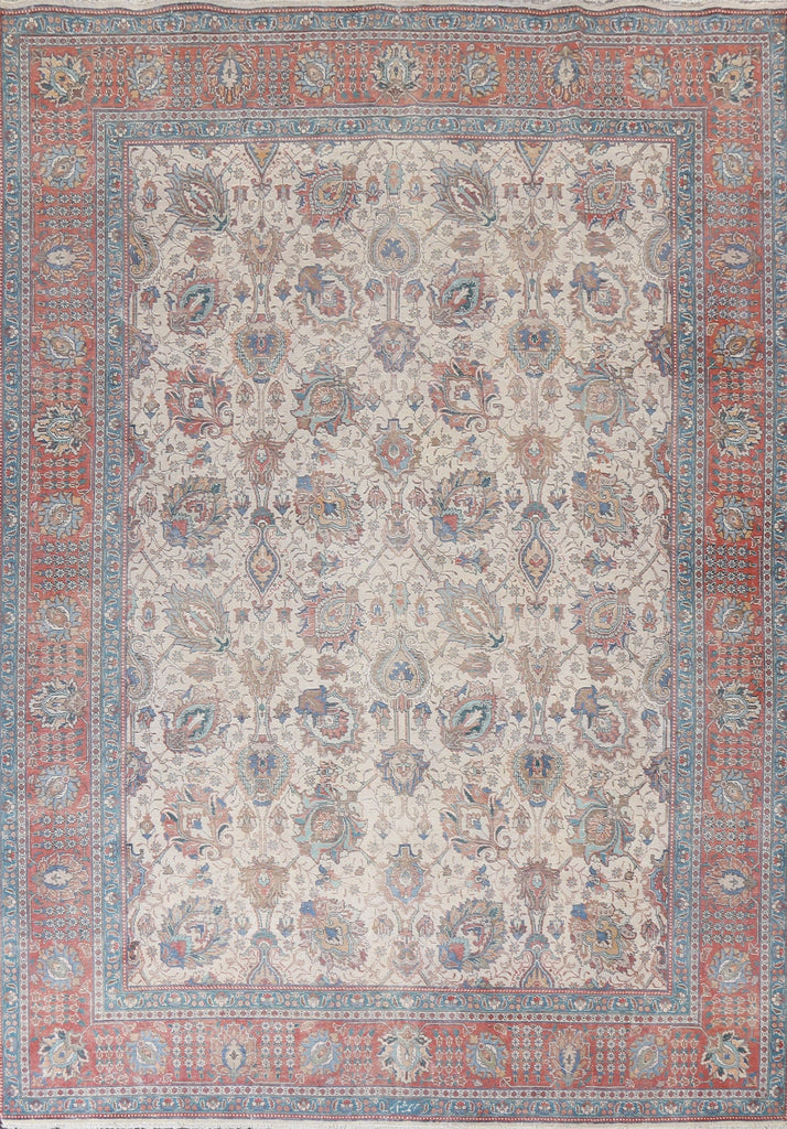 Vintage Geometric Tabriz Persian Area Rug 10x13