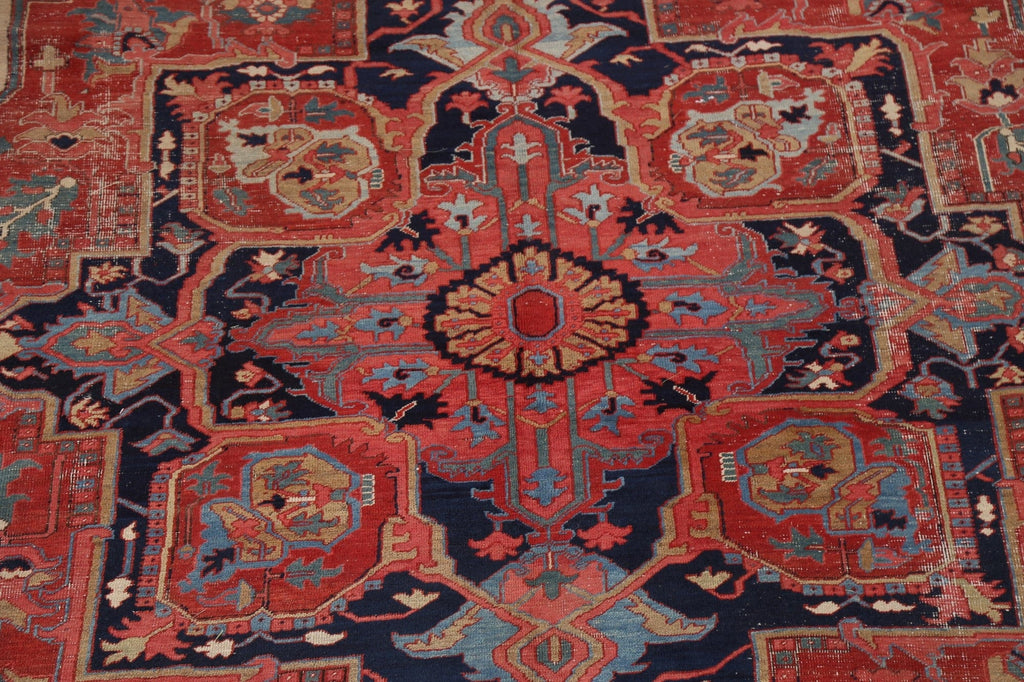 Pre-1900 Antique Vegetable Dye Heriz Serapi Persian Rug 10x12