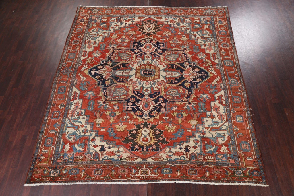 Antique Vegetable Dye Heriz Serapi Persian Area Rug 10x11