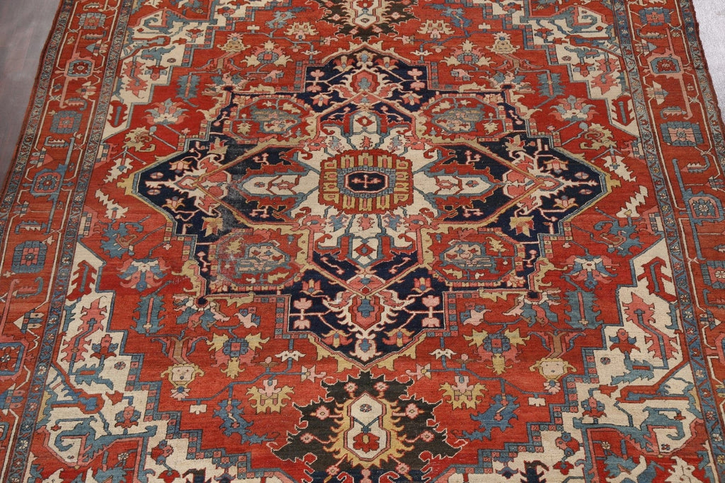 Antique Vegetable Dye Heriz Serapi Persian Area Rug 10x11