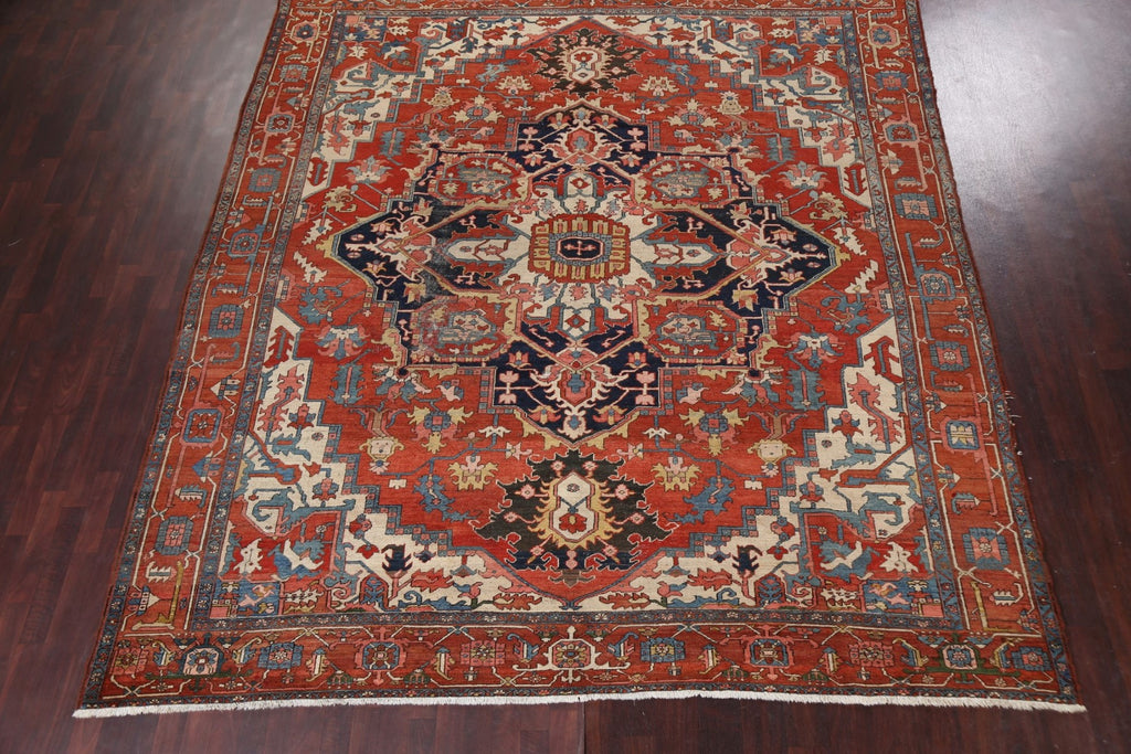 Antique Vegetable Dye Heriz Serapi Persian Area Rug 10x11