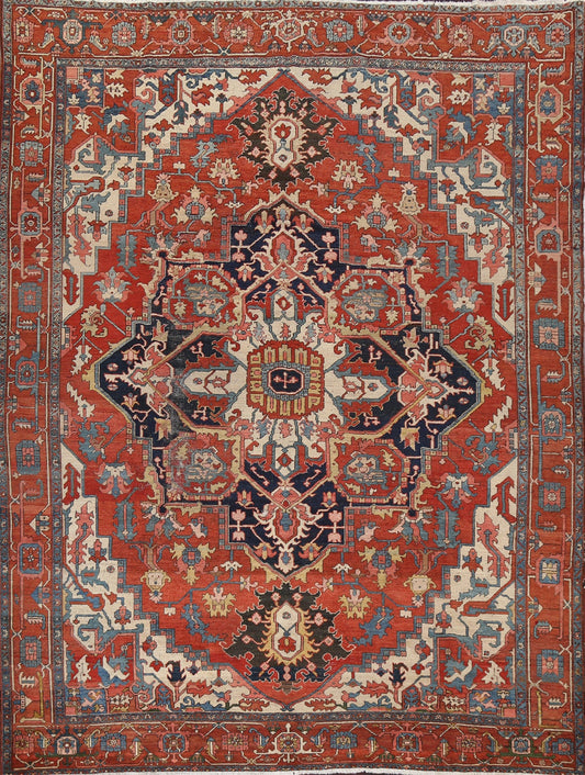 Antique Vegetable Dye Heriz Serapi Persian Area Rug 10x11