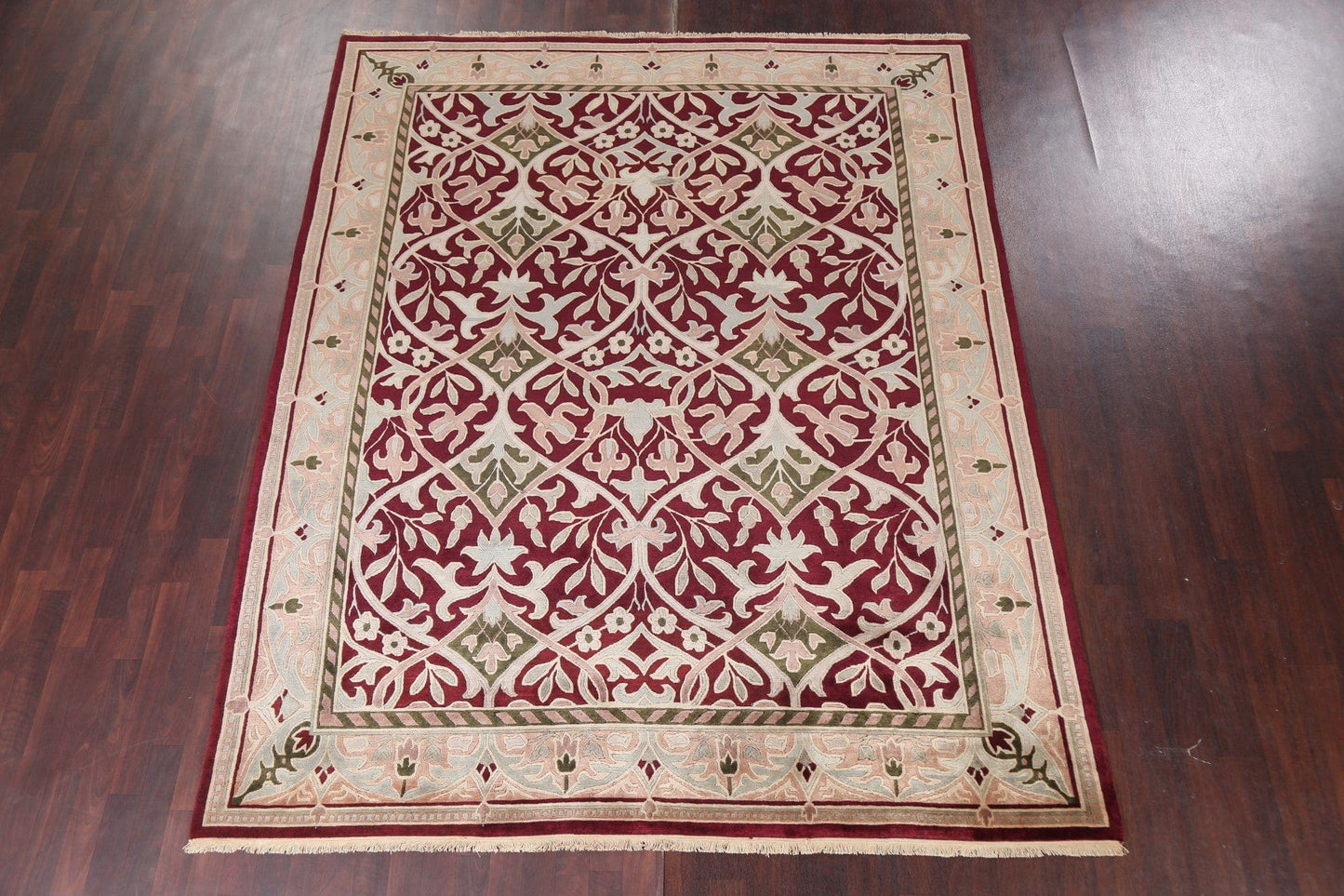 Vegetable Dye Nepalese Red Wool Area Rug 8x10