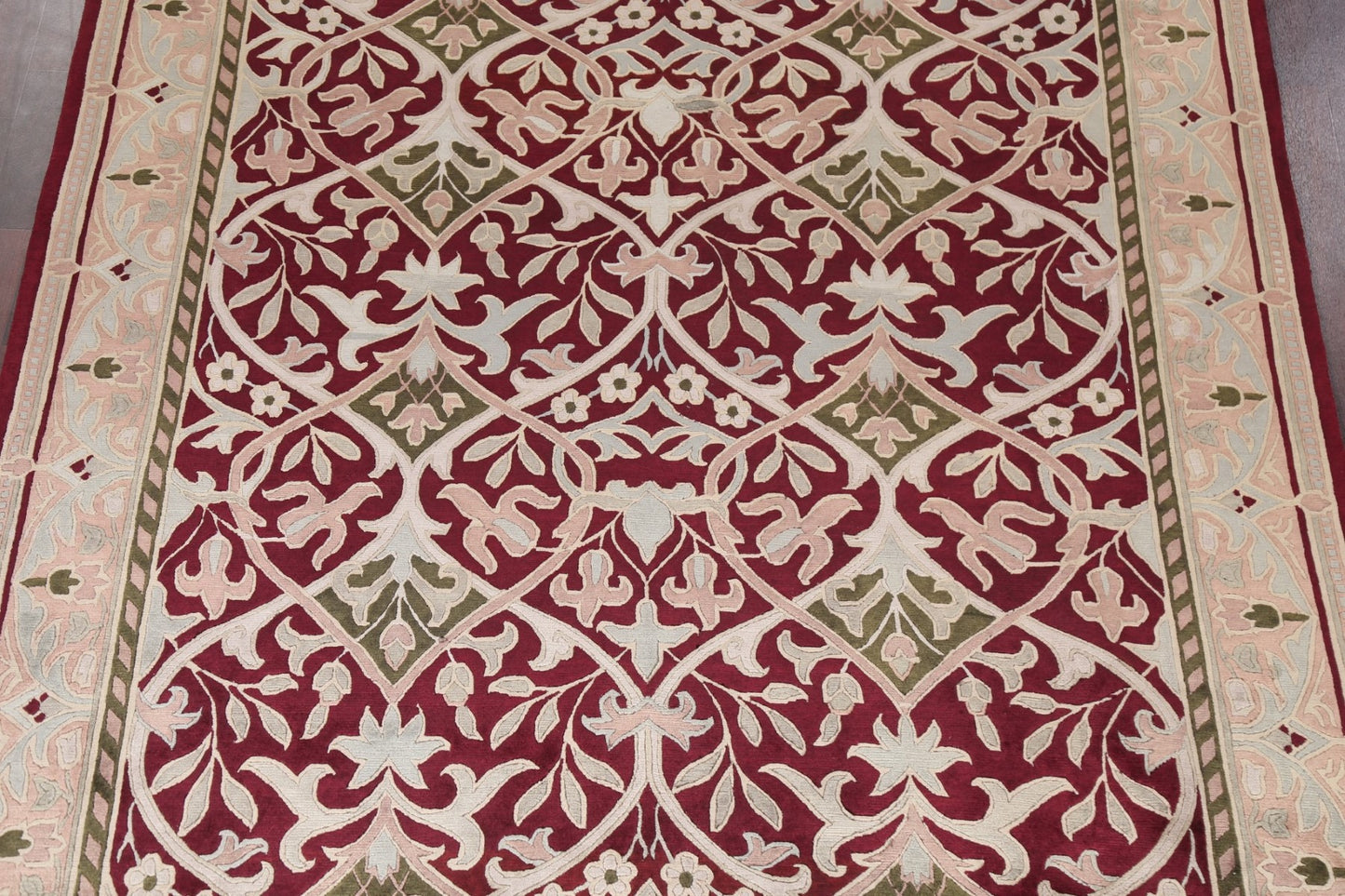 Vegetable Dye Nepalese Red Wool Area Rug 8x10