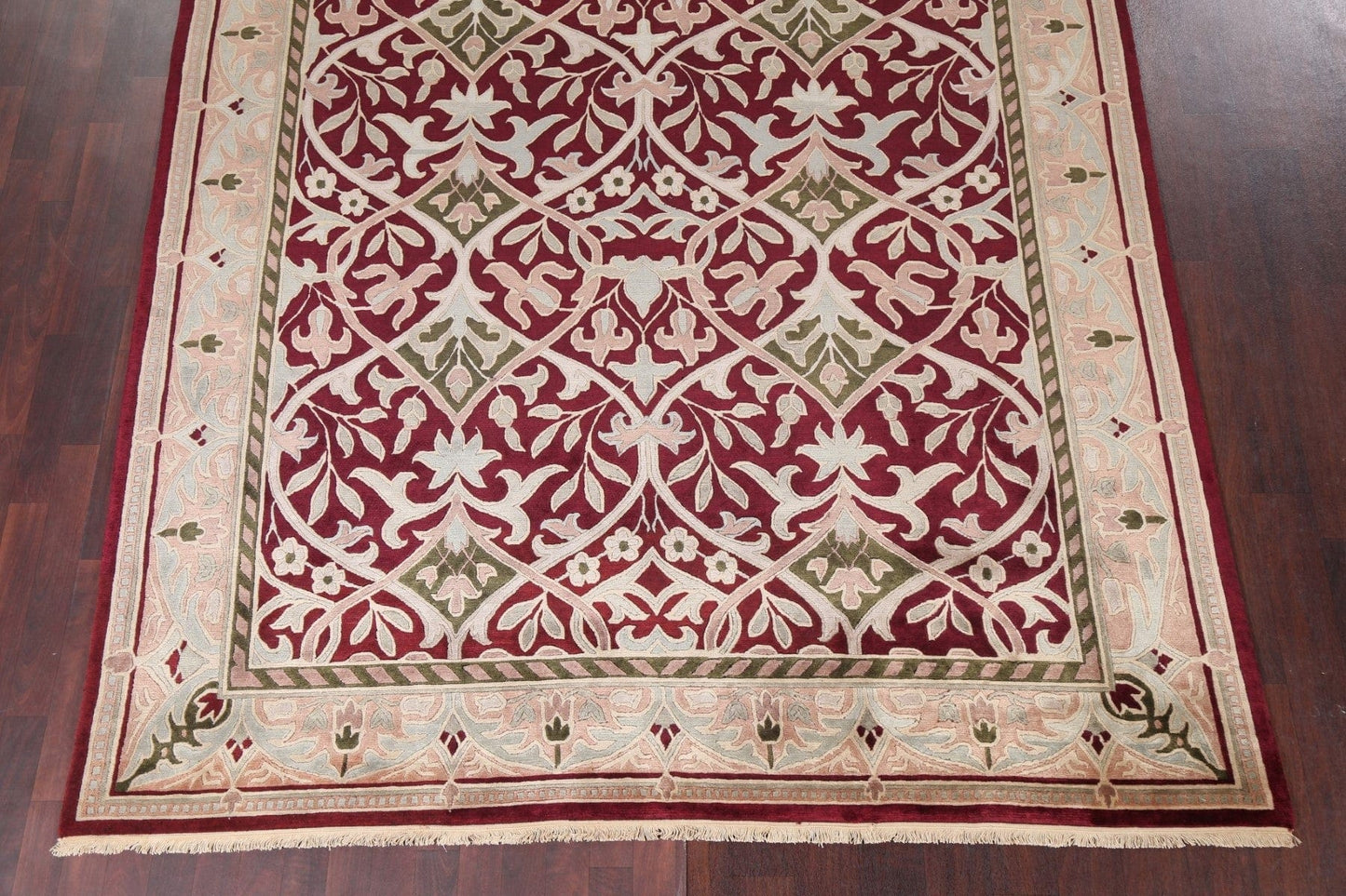 Vegetable Dye Nepalese Red Wool Area Rug 8x10