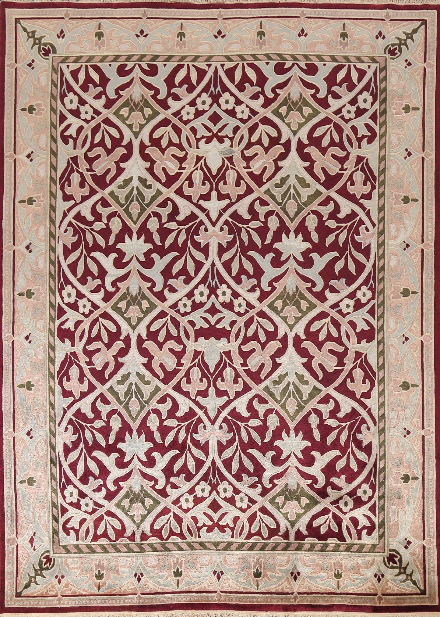 Vegetable Dye Nepalese Red Wool Area Rug 8x10