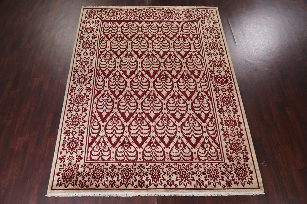 Vegetable Dye Red/ Ivory Nepalese Wool Area Rug 9x11