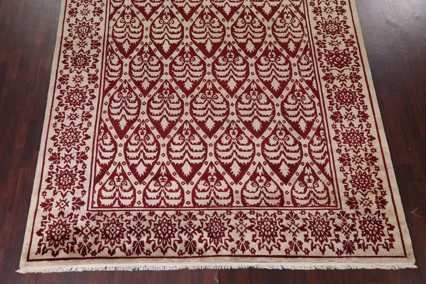 Vegetable Dye Red/ Ivory Nepalese Wool Area Rug 9x11