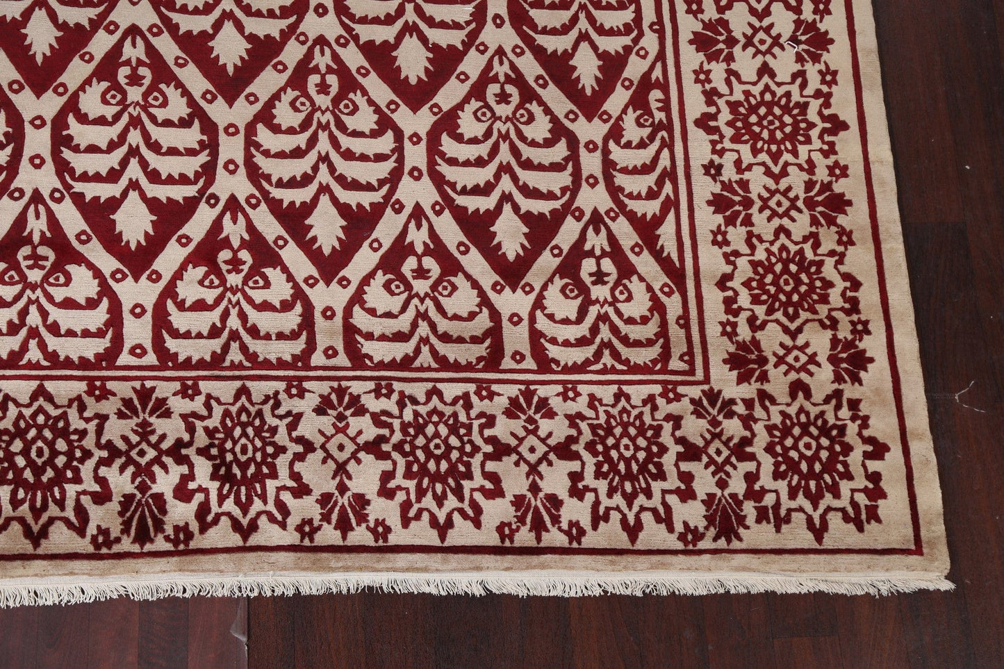 Vegetable Dye Red/ Ivory Nepalese Wool Area Rug 9x11