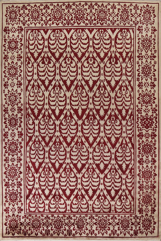 Vegetable Dye Red/ Ivory Nepalese Wool Area Rug 9x11