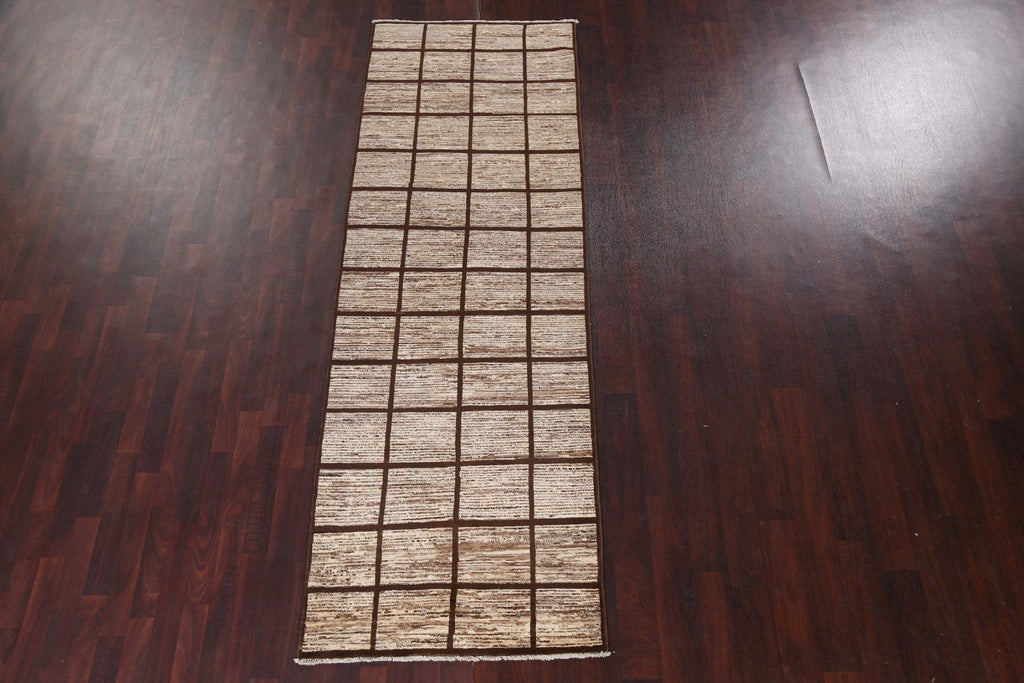 Checkered Gabbeh Kashkoli Wool Runner Rug 3x10