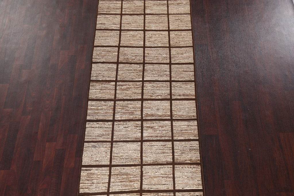 Checkered Gabbeh Kashkoli Wool Runner Rug 3x10