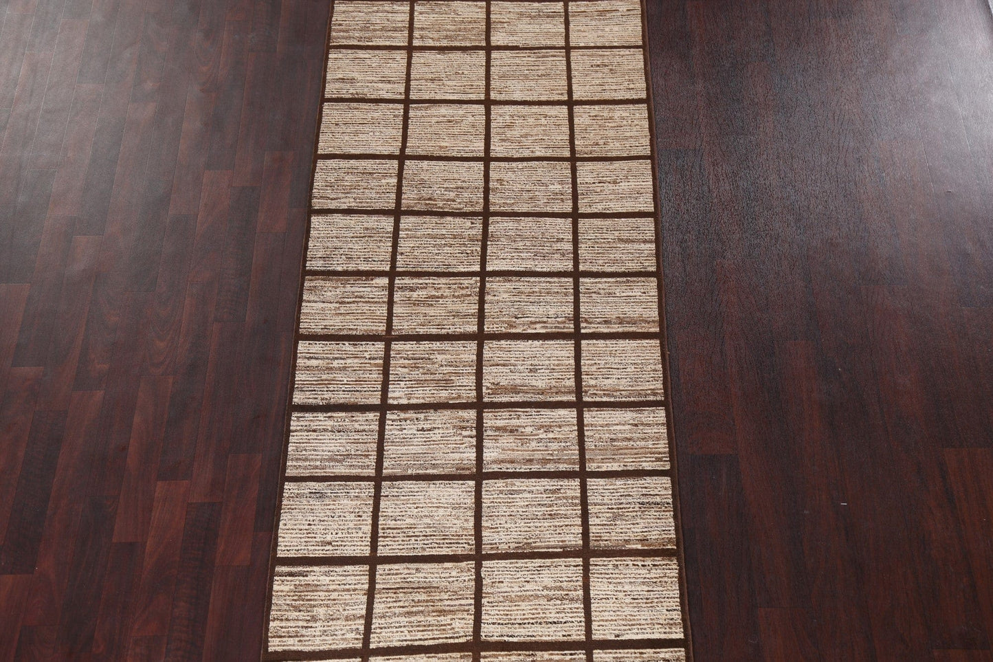 Checkered Gabbeh Kashkoli Wool Runner Rug 3x10