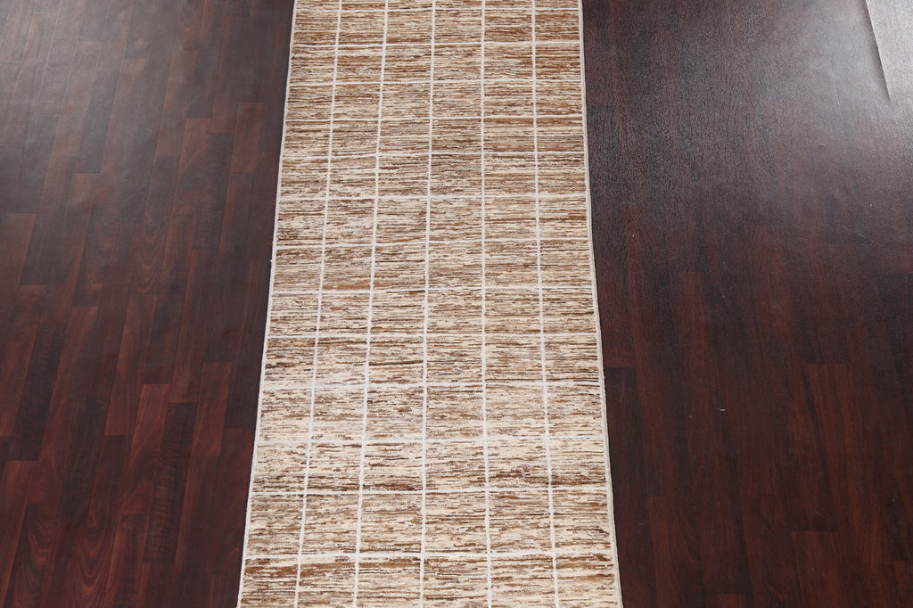 Checkered Gabbeh Kashkoli Wool Runner Rug 3x10