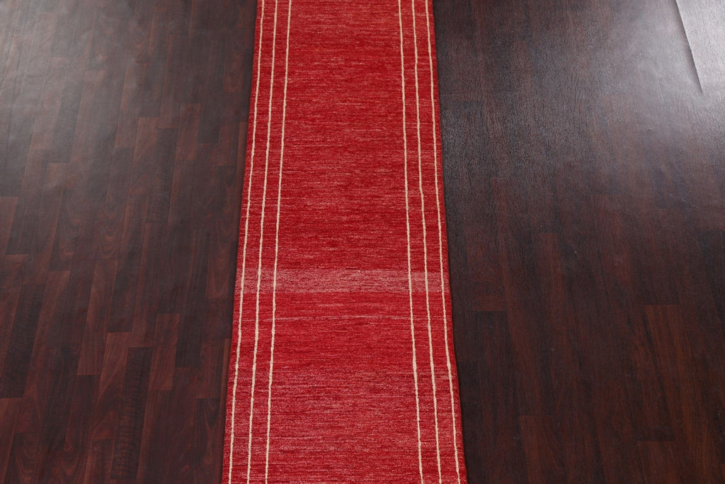 Red Gabbeh Kashkoli Wool Runner Rug 3x10