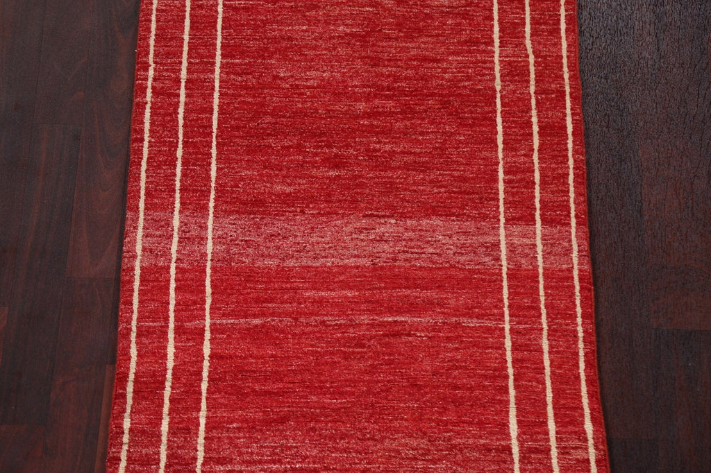 Red Gabbeh Kashkoli Wool Runner Rug 3x10