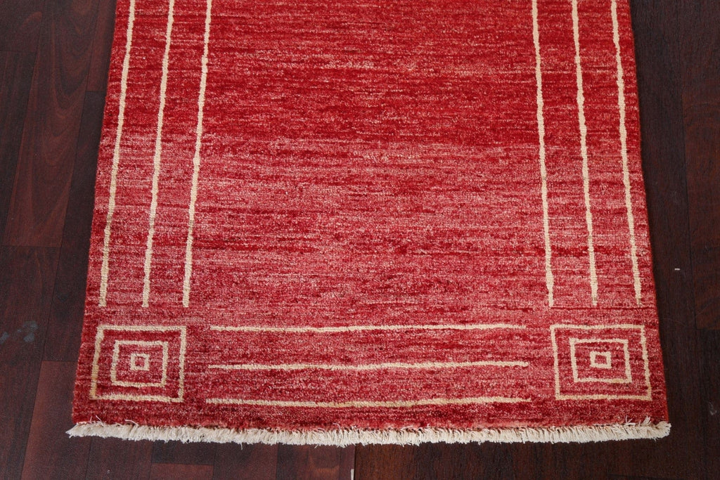 Red Gabbeh Kashkoli Wool Runner Rug 3x10